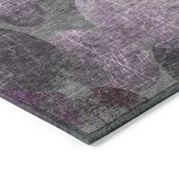 9' X 12' Gray And Purple Abstract Washable Indoor Outdoor Area Rug