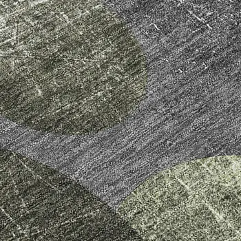 8' X 8' Green and Gray Round Abstract Washable Non Skid Indoor Outdoor Area Rug