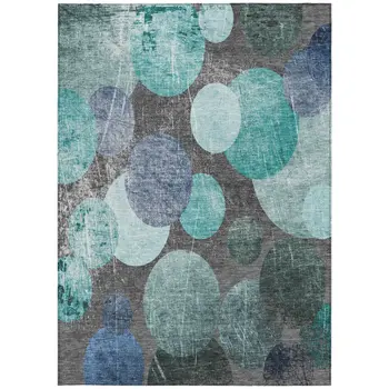 8' X 10' Gray Blue and Purple Abstract Washable Non Skid Indoor Outdoor Area Rug