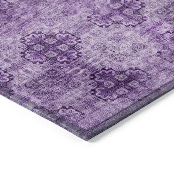 10' X 14' Eggplant Floral Medallion Washable Non Skid Indoor Outdoor Area Rug