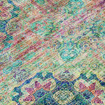 9' X 12' Blue And Green Floral Medallion Washable Indoor Outdoor Area Rug