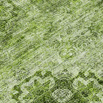 2' X 8' Olive Green Floral Medallion Washable Non Skid Indoor Outdoor Runner Rug