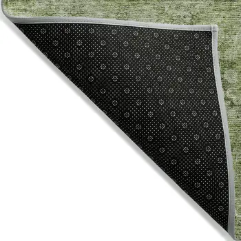 9' X 12' Olive Green Floral Medallion Washable Non Skid Indoor Outdoor Area Rug