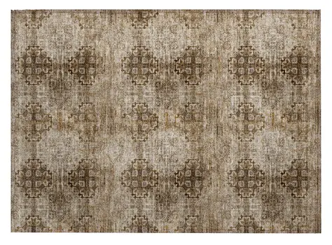 2' X 3' Taupe Floral Medallion Washable Non Skid Indoor Outdoor Area Rug
