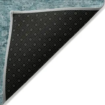 2' X 3' Teal Floral Medallion Washable Non Skid Indoor Outdoor Area Rug
