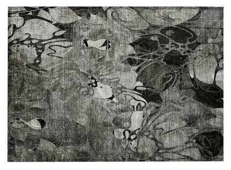 2' X 3' Gray Abstract Washable Indoor Outdoor Area Rug