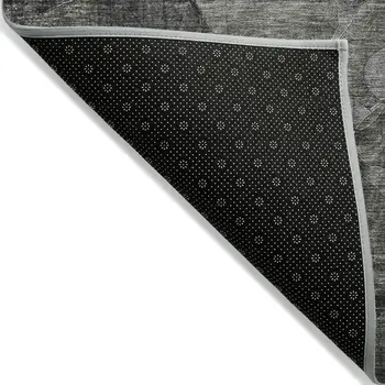 3' X 5' Gray Abstract Washable Indoor Outdoor Area Rug