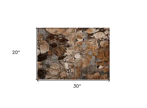2' X 3' Chocolate Terracotta and Ivory Abstract Washable Indoor Outdoor Area Rug