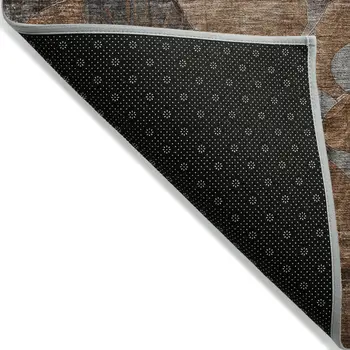 8' X 10' Chocolate Terracotta and Ivory Abstract Washable Indoor Outdoor Area Rug