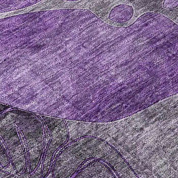 2' X 8' Purple Abstract Washable Indoor Outdoor Runner Rug