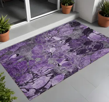 3' X 5' Purple Abstract Washable Indoor Outdoor Area Rug