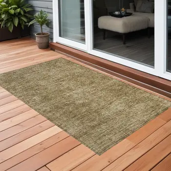 3' X 5' Tan Abstract Washable Non Skid Indoor Outdoor Area Rug