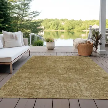 3' X 5' Tan Abstract Washable Non Skid Indoor Outdoor Area Rug
