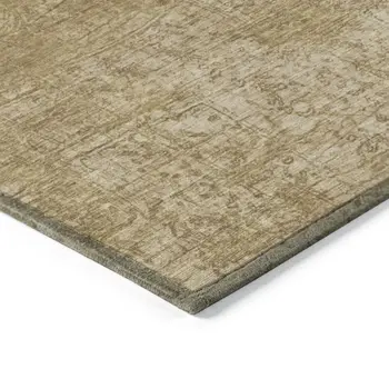 3' X 5' Tan Abstract Washable Non Skid Indoor Outdoor Area Rug