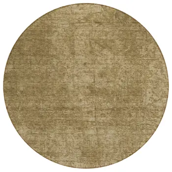 8' Round Tan Round Abstract Washable Non Skid Indoor Outdoor Area Rug