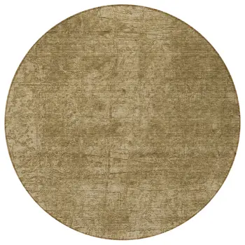8' Round Tan Round Abstract Washable Non Skid Indoor Outdoor Area Rug