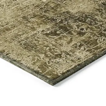 2' X 3' Green Abstract Washable Non Skid Indoor Outdoor Area Rug