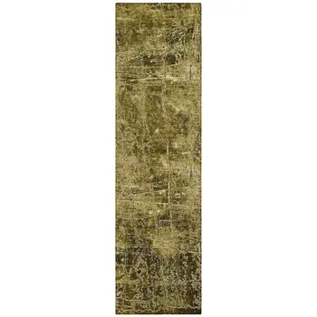 8' Runner Green Abstract Washable Non Skid Indoor Outdoor Runner Rug