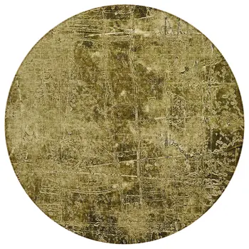 8' Green Round Abstract Washable Indoor Outdoor Area Rug