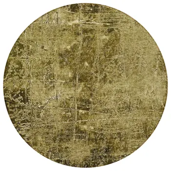 8' Green Round Abstract Washable Indoor Outdoor Area Rug