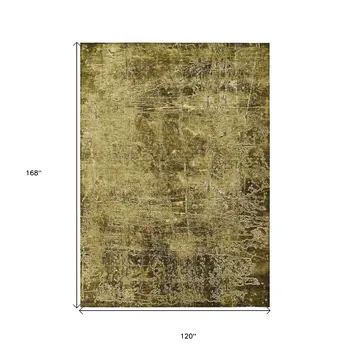 10' X 14' Green Abstract Washable Non Skid Indoor Outdoor Area Rug