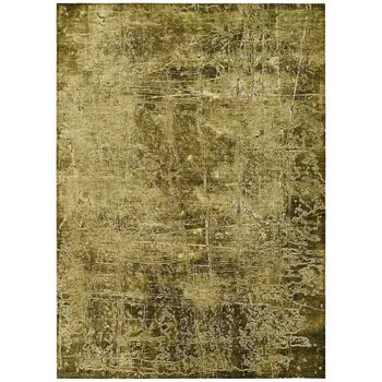 10' X 14' Green Abstract Washable Non Skid Indoor Outdoor Area Rug