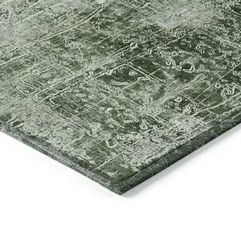 8' X 10' Emerald Abstract Washable Non Skid Indoor Outdoor Area Rug