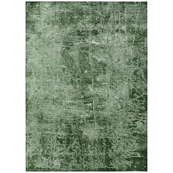 10' X 14' Emerald Abstract Washable Non Skid Indoor Outdoor Area Rug