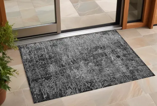 2' X 3' Gray Abstract Washable Non Skid Indoor Outdoor Area Rug