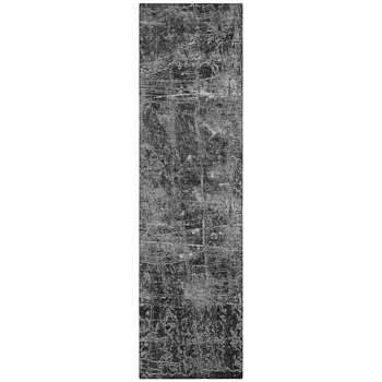 8' Runner Gray Abstract Washable Non Skid Indoor Outdoor Runner Rug