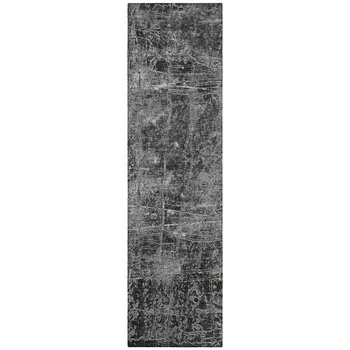 8' Runner Gray Abstract Washable Non Skid Indoor Outdoor Runner Rug