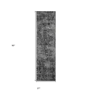 8' Runner Gray Abstract Washable Non Skid Indoor Outdoor Runner Rug