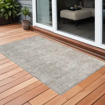 2' X 3' Ivory Abstract Washable Non Skid Indoor Outdoor Area Rug