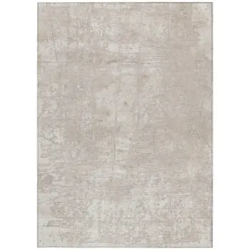 5' X 8' Ivory Abstract Washable Non Skid Indoor Outdoor Area Rug