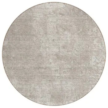 8' Round Ivory Round Abstract Washable Non Skid Indoor Outdoor Area Rug