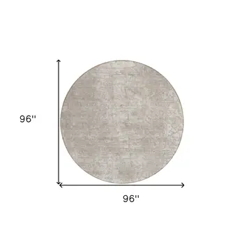 8' Round Ivory Round Abstract Washable Non Skid Indoor Outdoor Area Rug