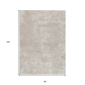 8' X 10' Ivory Abstract Washable Non Skid Indoor Outdoor Area Rug