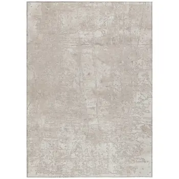 10' X 14' Ivory Abstract Washable Non Skid Indoor Outdoor Area Rug