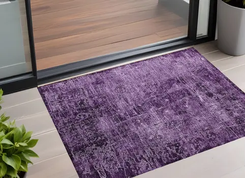 3' X 5' Purple Abstract Washable Non Skid Indoor Outdoor Area Rug
