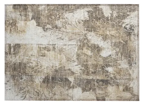 2' X 3' Taupe and Ivory Floral Washable Non Skid Indoor Outdoor Area Rug