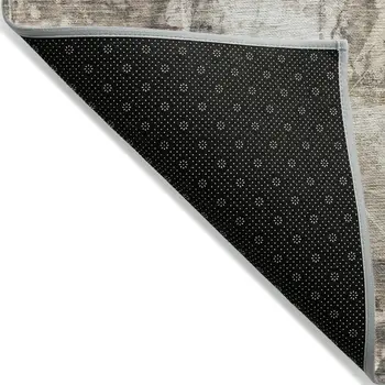9' X 12' Taupe And Ivory Floral Washable Indoor Outdoor Area Rug