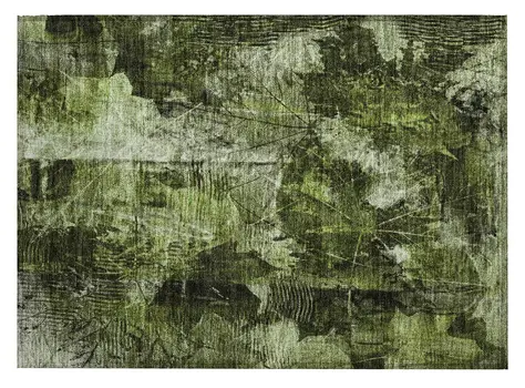 2' X 3' Green Floral Washable Non Skid Indoor Outdoor Area Rug