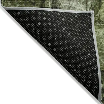 2' X 3' Green Floral Washable Non Skid Indoor Outdoor Area Rug