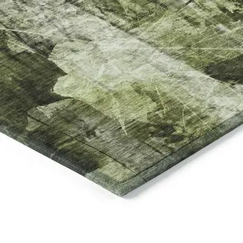 8' Round Green Round Floral Washable Non Skid Indoor Outdoor Area Rug