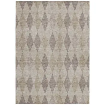 10' X 14' Beige Taupe and Brown Geometric Washable Non Skid Indoor Outdoor Area Rug