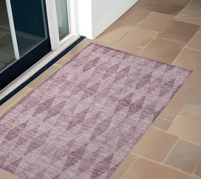 2' X 3' Blush Geometric Washable Non Skid Indoor Outdoor Area Rug