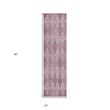 8' Runner Blush Geometric Washable Non Skid Indoor Outdoor Runner Rug