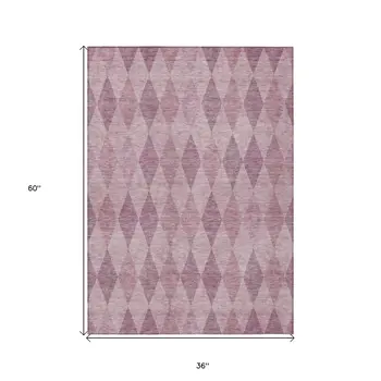 3' X 5' Blush Geometric Washable Non Skid Indoor Outdoor Area Rug