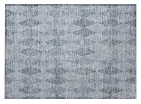 2' X 3' Denim Blue Geometric Washable Non Skid Indoor Outdoor Area Rug