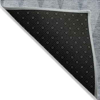 9' X 12' Denim Blue Geometric Washable Non Skid Indoor Outdoor Area Rug